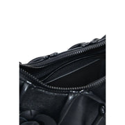 Desigual black leather crossbody handbag with glossy finish sculpted design and interior zippered pocket