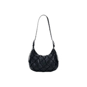 Desigual black quilted leather hobo bag with slender shoulder strap and zippered interior pocket