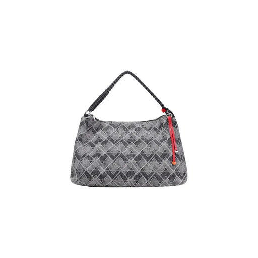 Sac à main Desigual gris en coton à motif géométrique en zigzag avec pompon rouge