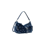 Sac bandoulière Desigual en denim bleu avec application florale et finitions argentées