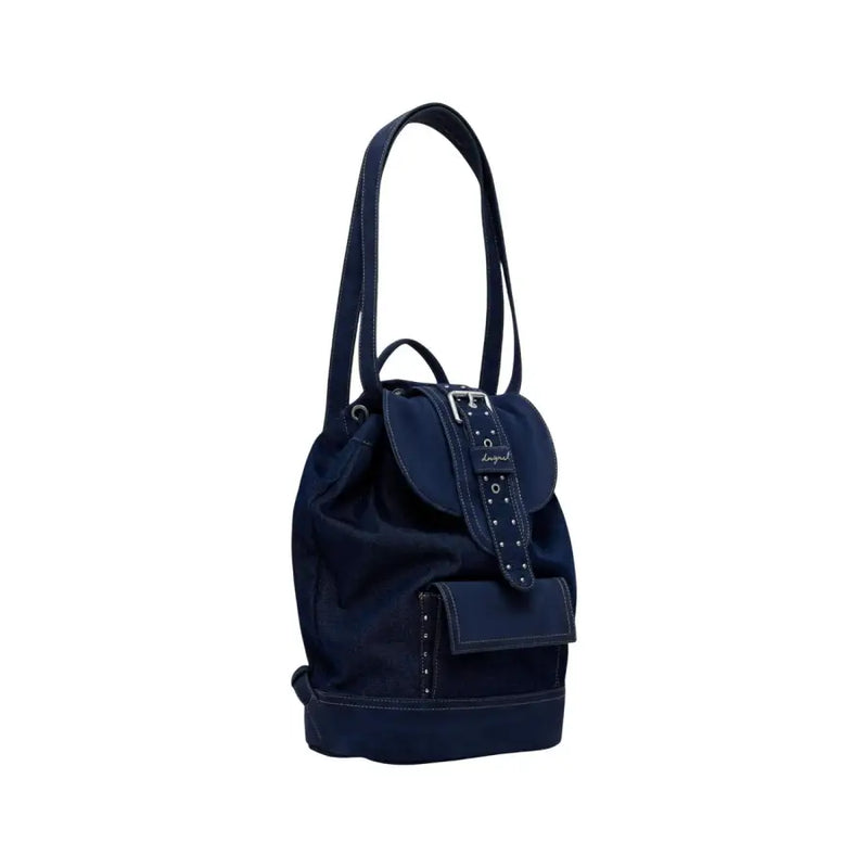 Sac à dos Desigual en toile bleu marine avec bretelles en cuir et clous, collection Automne-Hiver