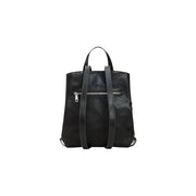 Black leather backpack with subtle textured finish and silver zipper accents in Desigual brown polyester rucksack design