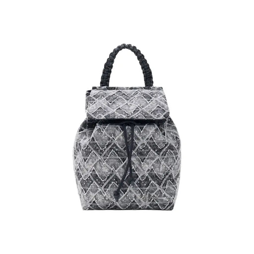 Sac à dos Desigual en coton gris avec mini-sac à dos géométrique noir et argent