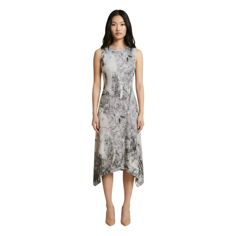 Robe midi asymétrique sans manches à imprimé gris Desigual