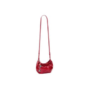 Desigual red glossy polyester crossbody shoulder bag for women with long strap and small front charm