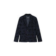 Dark navy Desigual women black blazer with playful black graffiti print elegant viscose blend fabric