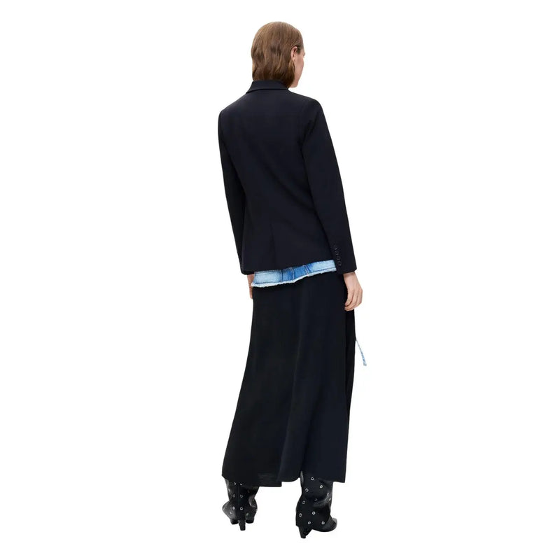Desigual women black blazer with subtle textured finish and clean modern silhouette in viscose blend fabric