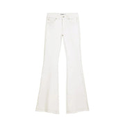 Jean Desigual pour femme en coton beige avec pantalon évasé en denim blanc, doté d'une coupe classique à cinq poches et de surpiqûres discrètes.