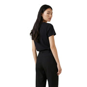 Black short-sleeved tailored cotton t shirt with round neck by Desigual for women model 26SWTK53