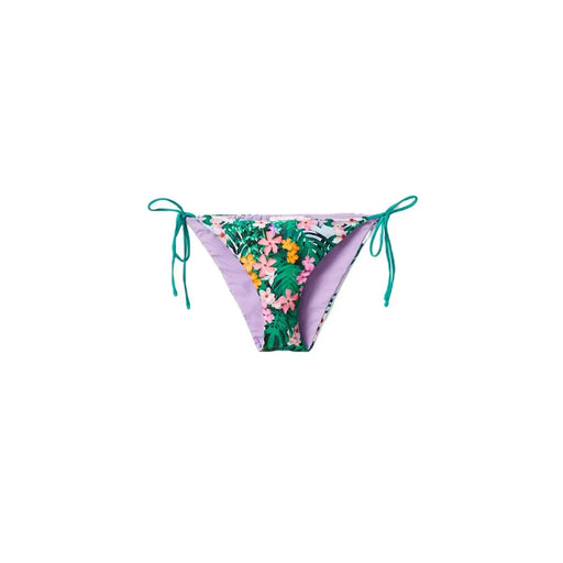 Bas de bikini Desigual pour femme, vert floral, avec doublure lavande à imprimé tropical vibrant et liens turquoise