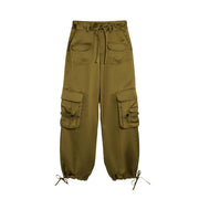 Pantalon cargo Desigual pour femme, vert en polyester, avec de multiples poches et une taille élastiquée à cordon, idéal pour un style décontracté.