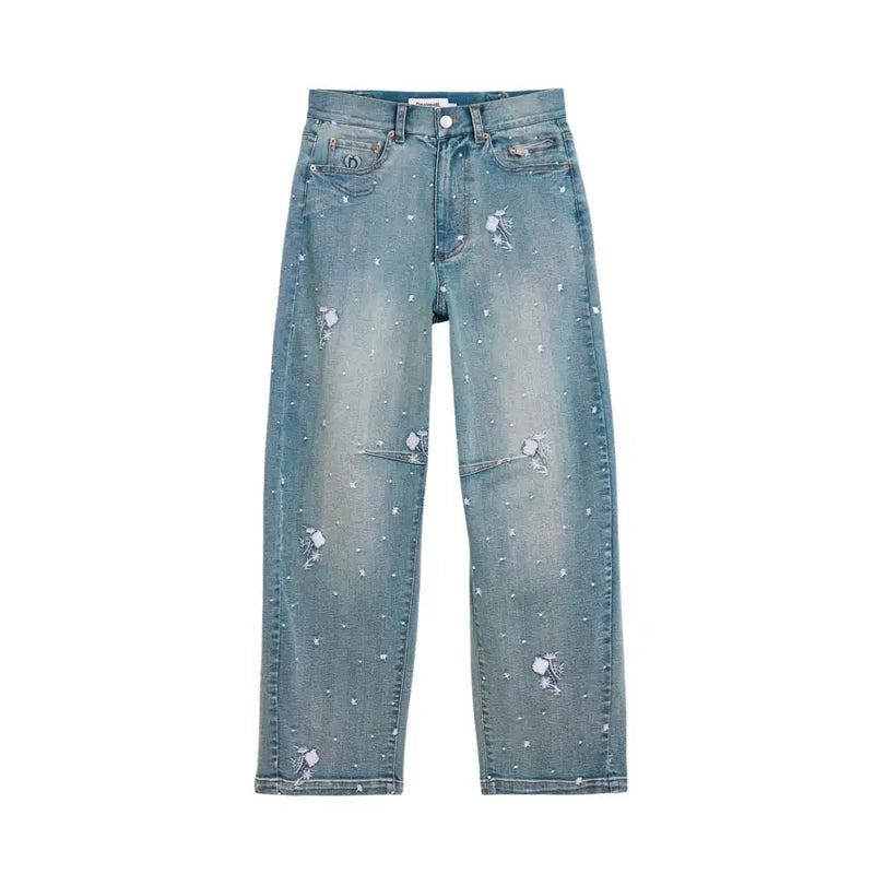 Jean Desigual pour femme, bleu clair délavé à motif étoiles