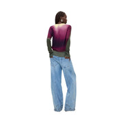 Pull Desigual pour femme, violet, en maille viscose, manches longues top avec un tissu doux et extensible dégradé de violet à vert olive