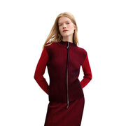 Pull Desigual pour femme, rouge, coupe slim, côtelé, fermeture éclair top à manches longues, col montant et tissu en mélange de viscose
