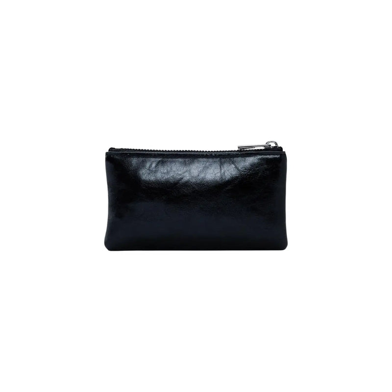Portefeuille Desigual pour femme, pochette zippée en polyuréthane noir avec finition cuir élégante et tirette de fermeture éclair en métal argenté
