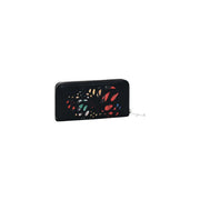 Portefeuille Desigual pour femme en cuir noir orné d'un motif géométrique multicolore éclatant et d'une tirette de fermeture éclair argentée