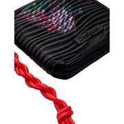 Portefeuille femme Desigual noir zippé en polyester à motif abstrait coloré et bandoulière tressée rouge 10 x 11 x 2 cm