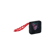 Portefeuille femme Desigual en polyester texturé noir avec des accents rose et vert irisés et une dragonne tressée rouge