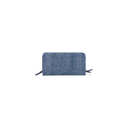 Portefeuille femme Desigual en denim de coton bleu clair, fermeture éclair et liens en tissu, 19 x 11 x 2,5 cm