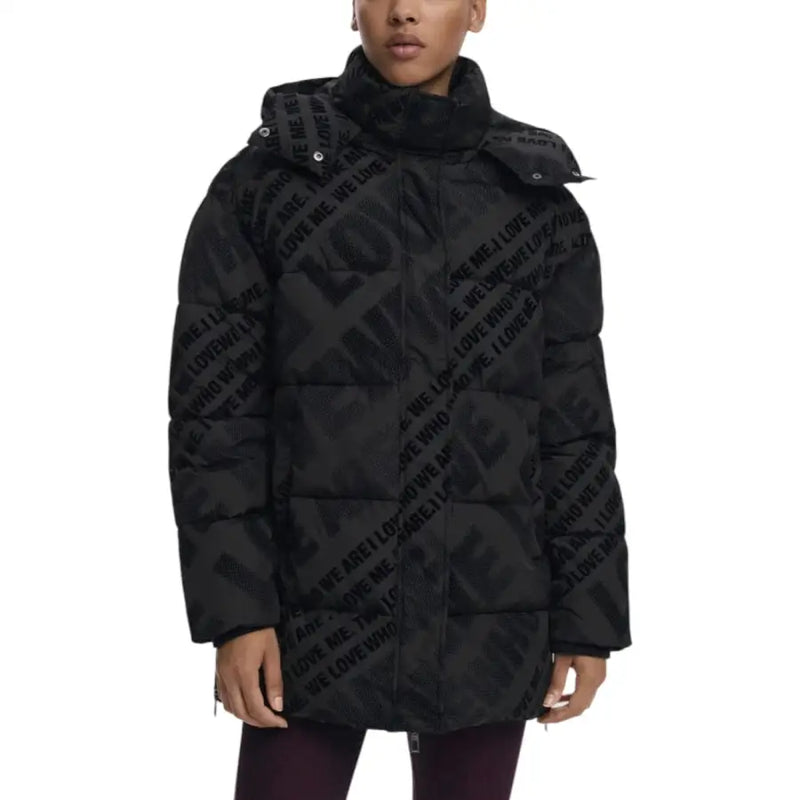 Doudoune blanche à capuche en polyester pour femme Desigual avec imprimé cœur