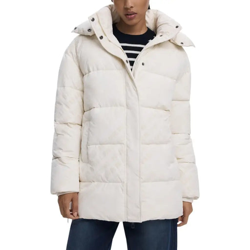 Veste matelassée blanche à capuche en polyester pour femme Desigual avec poches