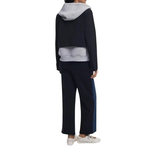 Two-tone hooded sweatshirt with long sleeves from Desigual Womens Blue Fall Winter Jeans collection