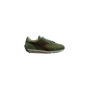 Vert olive et brun diadora Baskets pour hommes avec tige en daim et semelle en caoutchouc conçues pour une utilisation décontractée