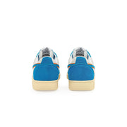 Diadora men’s light blue leather sneakers with blue and white suede and cream rubber sole for everyday style