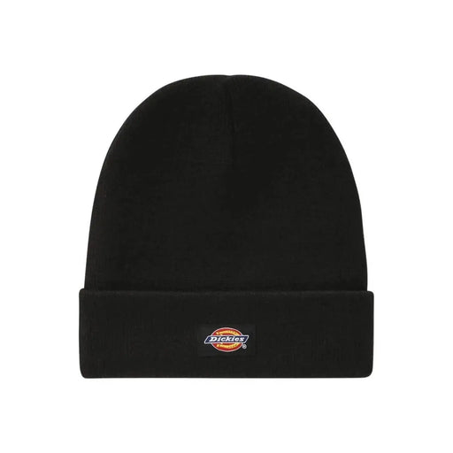 Dickies Bonnet noir pour homme avec revers et logo brodé, vue de face