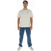 Dickies jeans en coton couleur crème t-shirt pour homme avec petit logo brodé sur la poitrine gauche, vue de face
