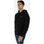 Sweat à capuche zippé en coton noir Dickies pour homme, avec petit logo brodé sur la poitrine gauche, idéal pour un style décontracté.