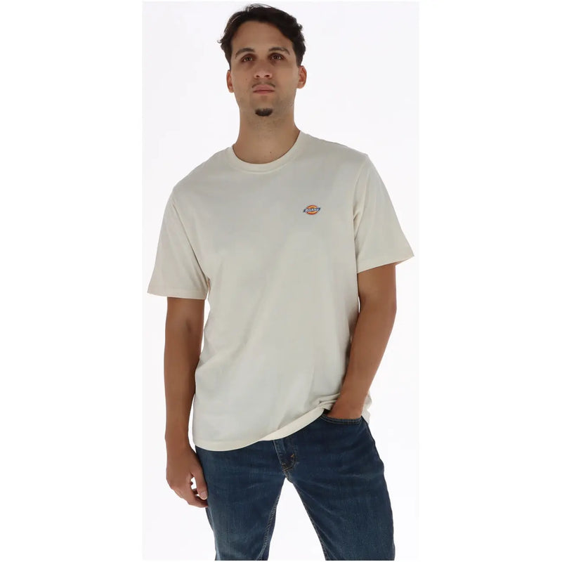 Chemise beige à manches courtes Dickies T-shirt homme en coton avec un petit logo brodé sur la poitrine gauche