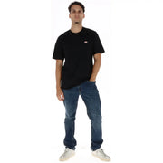 Dickies T-shirt noir à manches courtes en coton pour homme, avec petit logo brodé sur la poitrine gauche.