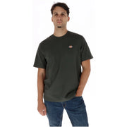 Dickies T-shirt homme noir en coton, manches courtes, coloris vert olive foncé, avec petit logo brodé sur la poitrine gauche.