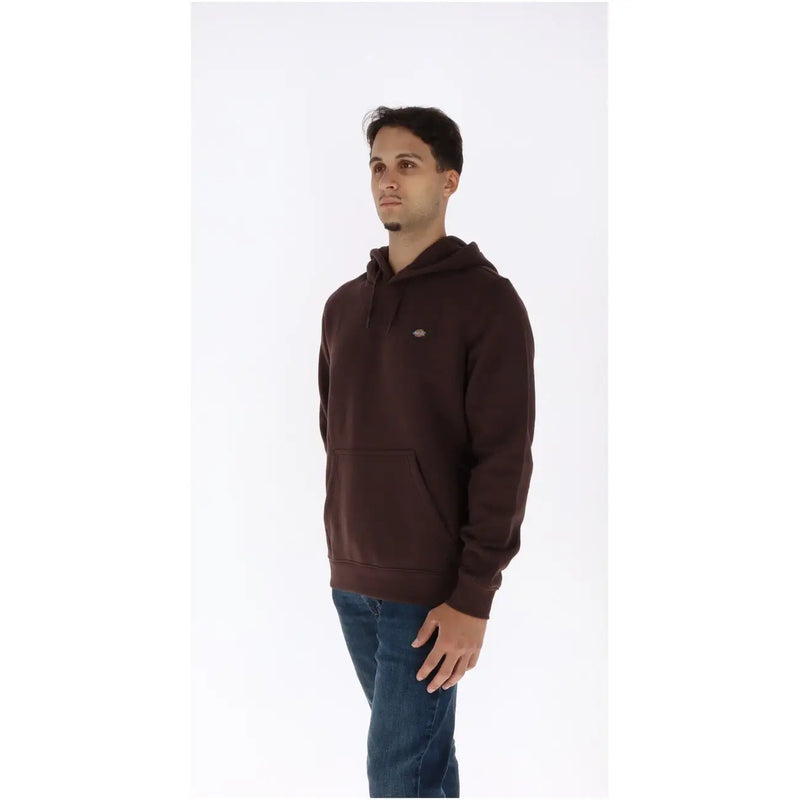 Sweat à capuche Dickies pour homme, en coton marron foncé, avec petit logo brodé sur la poitrine.