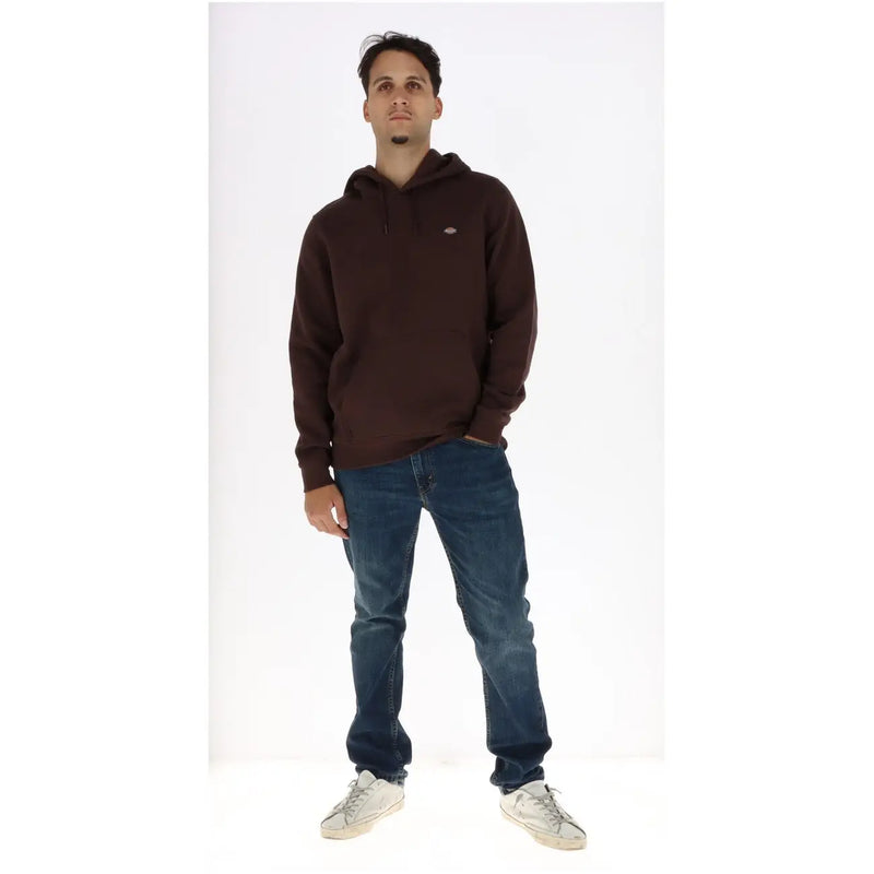 Dickies Sweat à capuche marron en coton pour homme, avec un modèle à manches longues marron foncé et un petit logo sur la poitrine