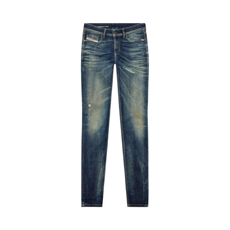 Diesel Jean slim pour homme, délavage foncé, effet usé et subtil, vue de face