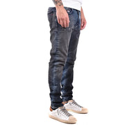 Diesel Jean slim pour homme en denim foncé délavé avec détails usés, vue de face
