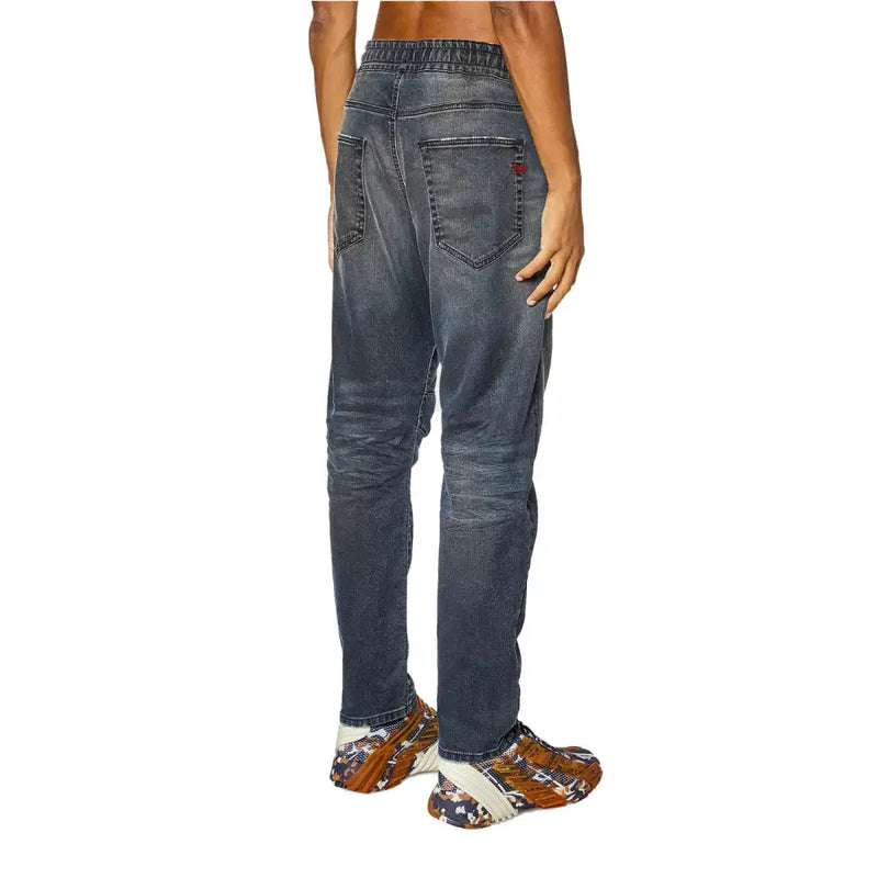 Jean Diesel pour homme, délavage foncé, coupe décontractée, taille élastique, en lyocell de coton stretch bleu.