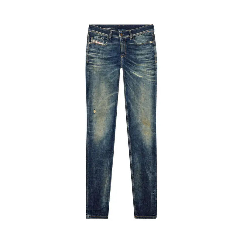 Jean Diesel homme coupe slim, délavage foncé, effet usé bleu délavé, 100 % coton