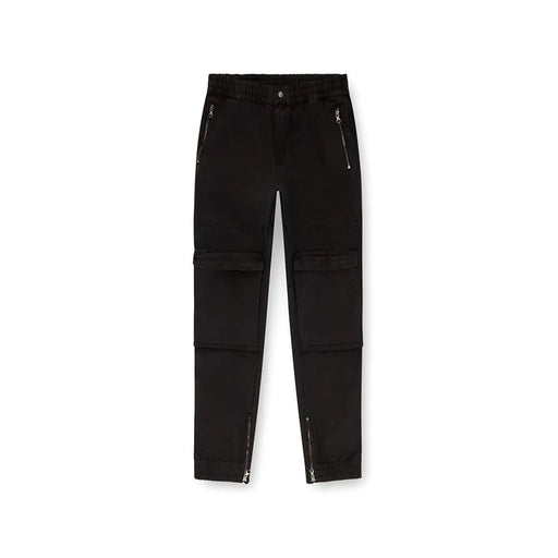 Diesel Pantalon cargo noir pour homme avec fermetures éclair, taille élastiquée et poches, style automne-hiver