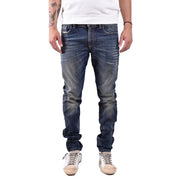 Diesel Jean slim pour homme en denim foncé délavé avec un délavage subtil et des coutures classiques, vue de face