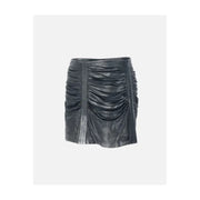 Diesel Mini-jupe froncée en acétate et élasthanne gris, reflets métallisés foncés élégants