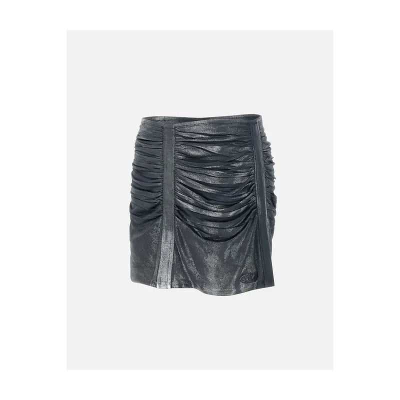 Diesel Mini-jupe froncée en acétate et élasthanne gris, reflets métallisés foncés élégants