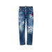 Distressed Blue Denim Jeans Featured in Distressed Denim Shorts With Logo Product