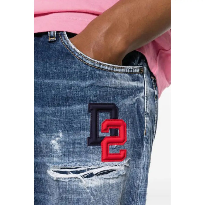Distressed denim shorts with logo detail from the product Distressed Denim Shorts With Logo