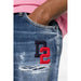 Distressed denim shorts with logo detail from the product Distressed Denim Shorts With Logo