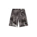 Distressed gray denim shorts displayed in a product listing