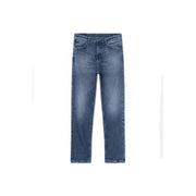 Dondup Jean pour femme en denim bleu, coupe droite et délavage délavé, vue de face