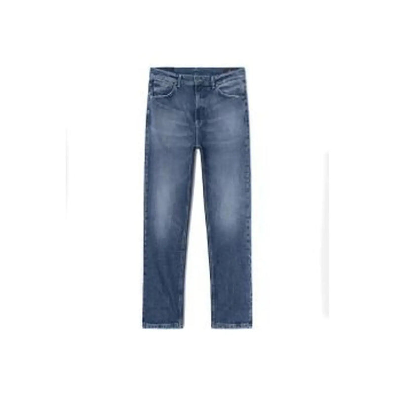 Dondup Jean pour femme en denim bleu, coupe droite et délavage délavé, vue de face